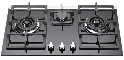 China Natural Gas Tempered Glass Top Gas Hob , Glass Top Gas Stove 3 Burner for sale