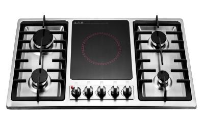 China Roestvrij staal Veelvoudige cooktops 5 elektrische de combinatiekooktoestellen van het Brandersgas Te koop