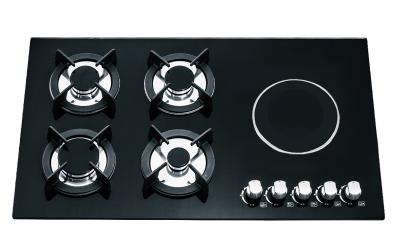 China European Style Kitchen equipment  Gas Stove &  Electric Gas Hob for Kitchen with black glass material for sale