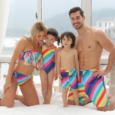 China Hot Selling Plus Size Custom Printed Beachwear Set One Piece Swimsuit Adult and Children's Family Swimwear for sale