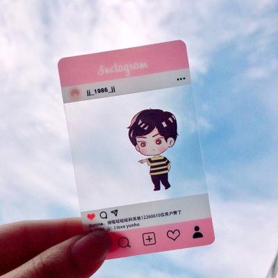 China Custom High Quality Transparent Gift Korean Singer Kpop Star Card Kpop Photo Side Plastic Instagram Transparent Advertising Business Card for sale