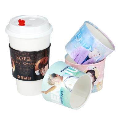 China Hot Selling Reused Thicken Materials Anti-scalding Stereo Custom Side Milk Tea Coffee Singer Logo Printing Korean Star Kpop Mug Hard Sleeve for sale