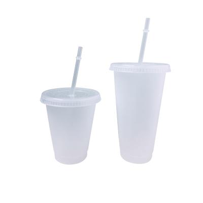 China 500ml pp cold water coffee drink portable cheap eco-friendly plastic transparent cup single wall with lids and straws for sale