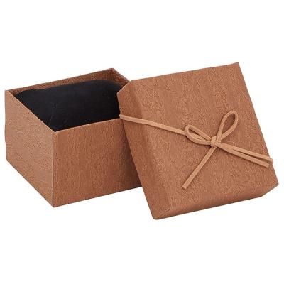 China Small Recycled Materials Watch Gift Box With Lid Brown Kraft Paper Lid And Base Gift Box With Velvet Insert For Jewelry for sale