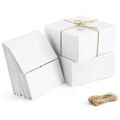 China Custom 8x8x4 Inch White Square Packaging Paper Recyclable Gift Box Easy Assemble Folding Gift Box for sale