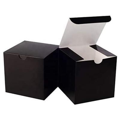 China Wholesale Recyclable 4 x 4 x 4 Inch Black Gift Box With Lid Easy Folding Cardboard Gift Box for sale