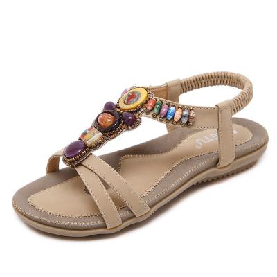 China Large size sandals Bohemian beaded cassic retro sandal Itec fashion trend slipper women flat shoes wholesale woman in stock for sale