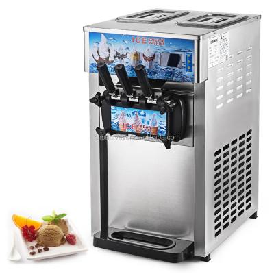 China Snack Factory Service Ice Cream Machine Commercial Frozen Yogurt Soft Ice Cream Maker With LCD Display Mix 3 Flavors 110V for sale