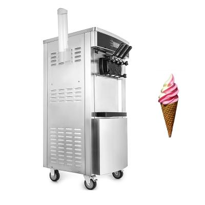 China Outdoor Commercial 3 Flavors Soft Ice Cream Machine 20-28L/H Cones Maker 110V for sale