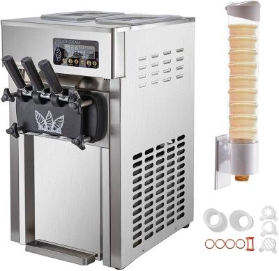 China Snack Factory Food Grade Ice Cream Maker Countertop Stainless Steel Ice Cream Machine With 3 Flavors for sale