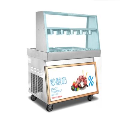 China Snack Factory Two Pans Fried Pan Fry Ice Cream Roll Machine for sale