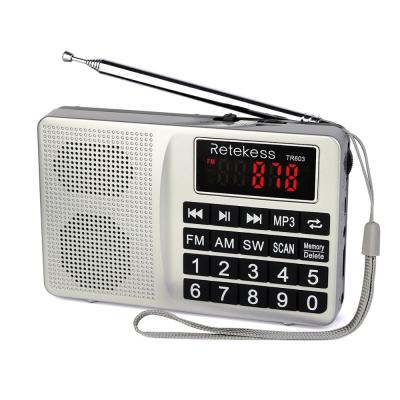 China AUX radio. AM FM MW Retekess TR603 PORTABLE Shortwave Switcher Portable With Speaker Low Diaphragm 21 Inch Antenna for sale