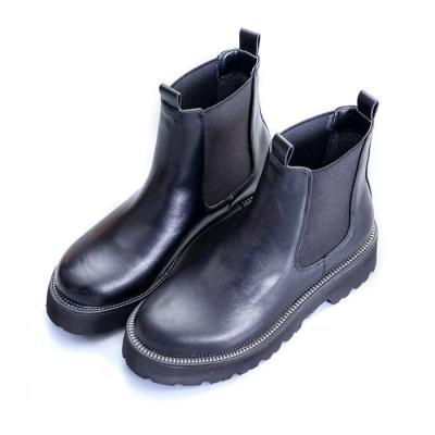 China Size Increasing Boots British Wholesale Leather Trim Leather Chelsea Leather Light Weight Ladies Soft Increased Thick-soled Sexy Boots for sale