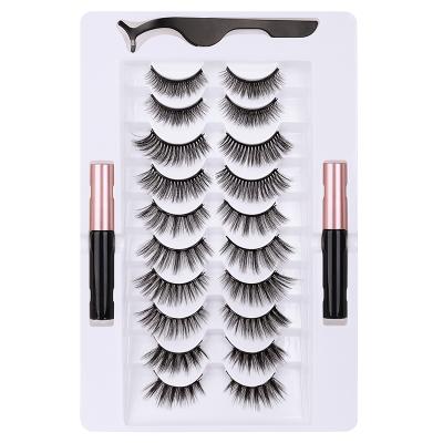 China Factory Wholesale Price Natural Loop 10 Pairs 3d False Eyelash Extension Magnetic Private Label Lashes With Customize Box for sale