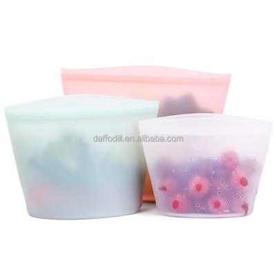 China 2022 newest sustainable 100% reusable silicone food storage bags and silicon ziplock containers eco-friendly reusable silicone food bag for sale