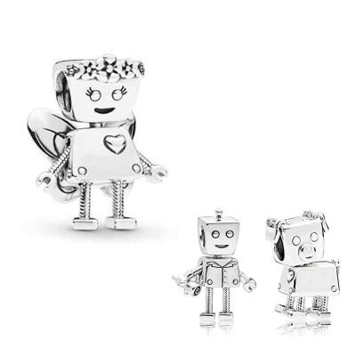 China Trendy 925 Sterling Silver Robot Rober Bella Puppy Bobby Charm Bead Fit Women Bracelet DIY Jewelry for sale