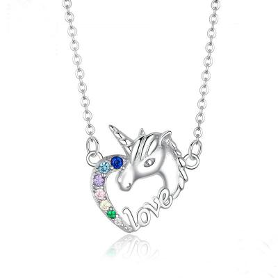 China Fashion 925 Sterling Silver Animal Unicorn Studs Necklace Set for sale