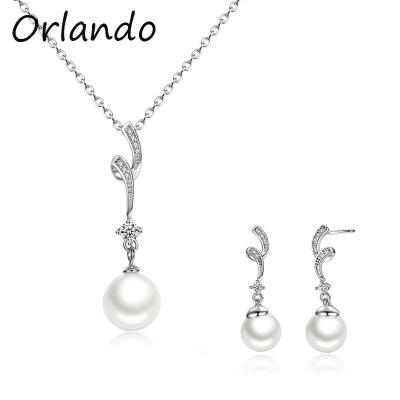 China CLASSIC S925 Sterling Silver Temperament Pearl Necklace earrings jewelry set simple elegant female fashion Valentine's Day gift for sale