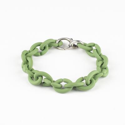 China X Ring Rubber Jewelry 925 Sterling Silver Green Rubber Base DIY Bracelet Bangle For Men And Women for sale