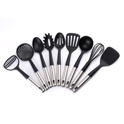 China Amazon Durable Stainless Steel Handle Best Sellers Non-Stick Nylon Kitchen Utensils Set With Utensil Holder for sale