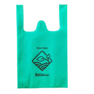 China Custom Handled Promotion Screen Printing PP Silk Non Woven T Shirt Packaging Bags for sale