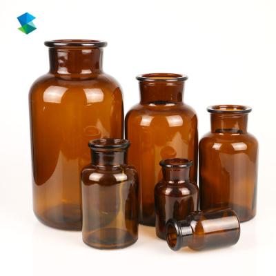 China Eco-friendly Recyclable Bottle 1000ml Amber Glass Bottles 16oz 32oz Amber Pharmaceutical Medicine Glass Reagent for sale