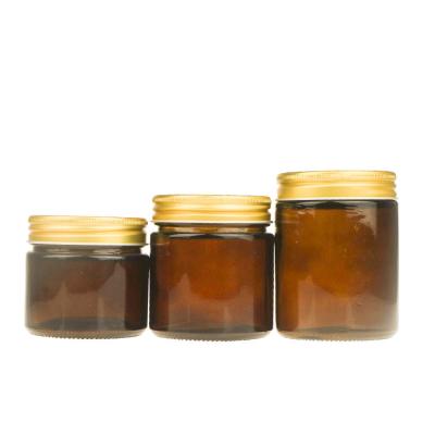 China Factory Price 150ml 200ml 250ml Amber Cream Bottle Cosmetic Glass Eco-friendly Recyclable Jar for sale