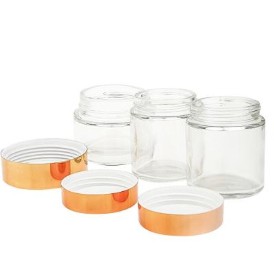 China 7ml 15ml 60ml 90ml 100ml Recyclable Tall Glass Face Cream Jar With Gold Cap Cream Jar for sale