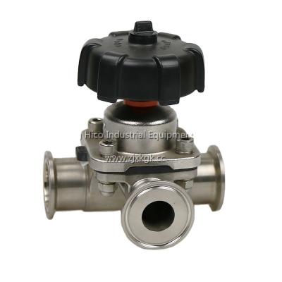 China General Hot Selling Stainless Steel Sanitary Manual 3 Port Flange Diaphragm Valve Tri Multiport Valve for sale