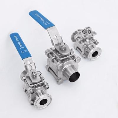 China General China XKGK DN15 DN25 Hot Sale Sanitary Steel304/316 3pc Flange Welding Ball Valve Sanitary Stainless 3pc Control Flow Water Valve for sale