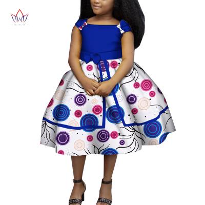 China Wholesale Cotton Cute African Bazin Riche Print Bow Tie Ankara Clothing For African Girls Kids Children Lovely Dresses for sale