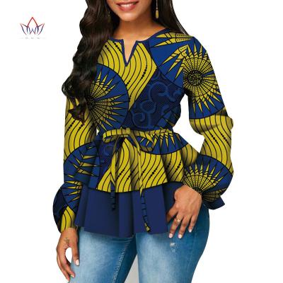 China Anti-pilling wy5015 Dashiki African Shirt For Women Ankara Print Traditional African Clothing Top Long Sleeve Shirts for sale