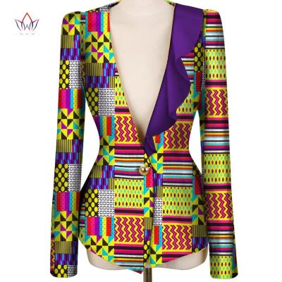 China Cotton Dashiki Ankara Wax Dresses Lady Fashions Long Sleeve Wax Print Cotton Tops Collarless African Clothes For Women Coat for sale