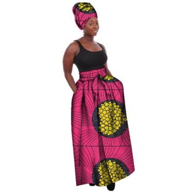 China Hot African Ball Developed Gift Free Size WY268 Plus High Waist Dashiki Waist Skirt Bazin Riche African Skirt+ Headscarf Birthday Party for sale