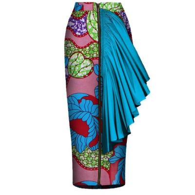 China New Design African Cotton Print Plus Size Slim Skirt for sale