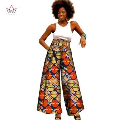 China Lady Trousers Loose High Waist Dashiki Floral Print Female Wide Leg Pants Casual Ankara Cotton Wax African Traditional Women Trousers for sale