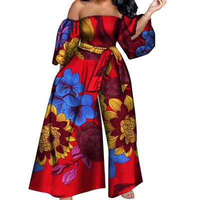 China Anti-pilling new fashion wy5788 casual women african print jumpsuits printed off-shoulderJumpsuit african style for sale