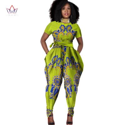 China Cotton Style Clothing African Dashiki Long Pants With Print Short Sleeve Plus Size African Women Overalls Rompers Overalls for sale