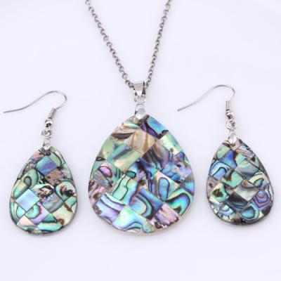 China Trendy Natural Drop Earrings Water Shell Plaid Mosaic Paua Tear Abalone Dangle Set For Women Charm Jewelry for sale