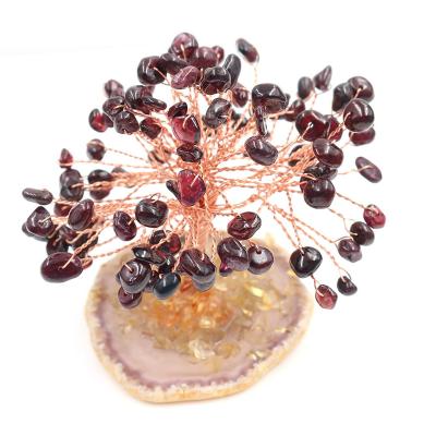 China Garnet Crystal Lucky Tree Agate Tree Natural Healing wholesale FASHIONABLE Crystal Tree For Decoration for sale