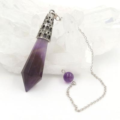 China Crystal Natural Amethyst Opal Labradorite Clear Quartz Hexagon Pendulum Pendant for sale