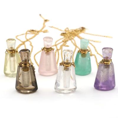 China Fashionable Gold Gems Diffuser Connector Multi-kind Natural Stone Amethysts Healing Chakra Crystal Quartz Perfume Bottle for sale