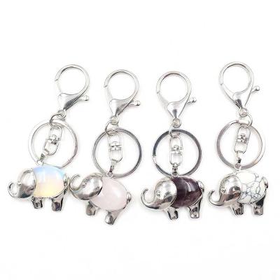 China Natural Amethysts Silver Opal Stone Elephant Keychain Pendant from Crystal Fashion DIY for sale