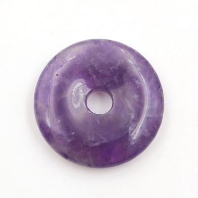 China Natural Feng Shui Amethysts Crystal Round Safety Peace Buckle Bead Wholesale 30x30x7mm beautiful for sale