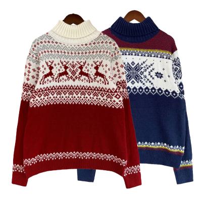 China Anti Wrinkle Anti Wrinkle Couples Clothing Knitted Turtle Neck Long Sleeve Unisex Sweaters Christmas Sweater for sale