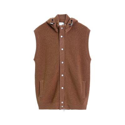 China Anti Wrinkle Anti Wrinkle Custom Make Spring Solid Zipper Knit Tank Sleeveless Hoodie Cotton Knitwear Vest Cardigan Men for sale