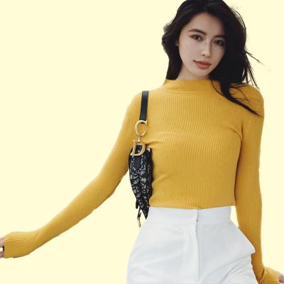 China Anti Wrinkle Long Sleeve Bodycon Turtle Neck Knitted Sweater Women For Ladies Simple Pullover Sweater for sale