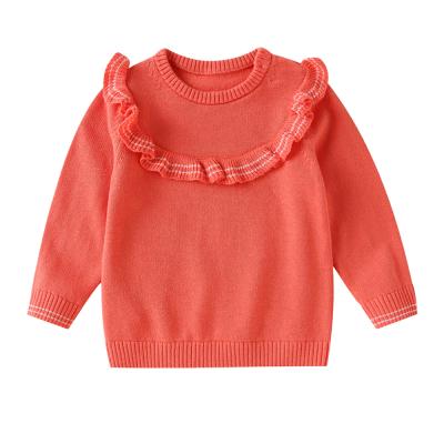 China Lovely Fashion Anti-Shrinkage Anti-Shrink Kids Custom Knit Children's Sweater Solid Pullover Round-Down Embroidery Sweater Style Neck Long for sale