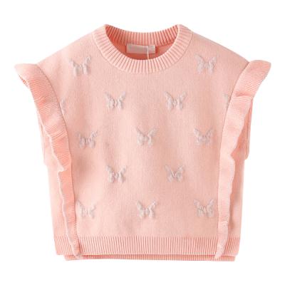 China Fashion Style Crewneck Sweater 3d Soft Sleeveless Butterfly Anti Shrinkage Knit Sweater Vest for sale