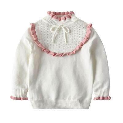 China Autumn Pointelle Ruffled Kids Knitwear Anti-Shrink Sweater Custom Made Sweaters Knit Sweaters for sale